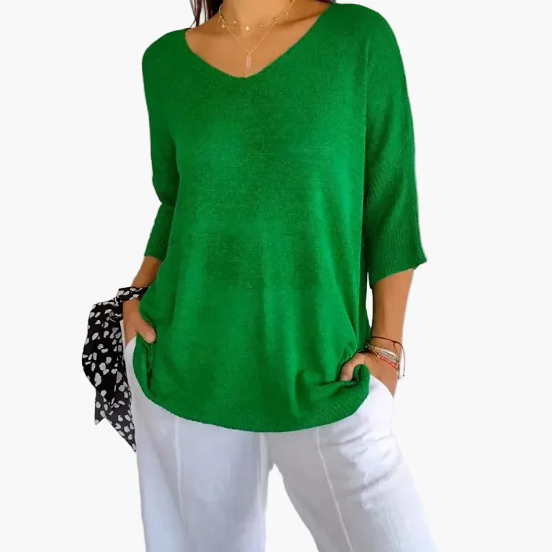 Pull Femme Décontracté Col V Manches Mi-longues Style Chic et Confort pour Quotidien - Image 9