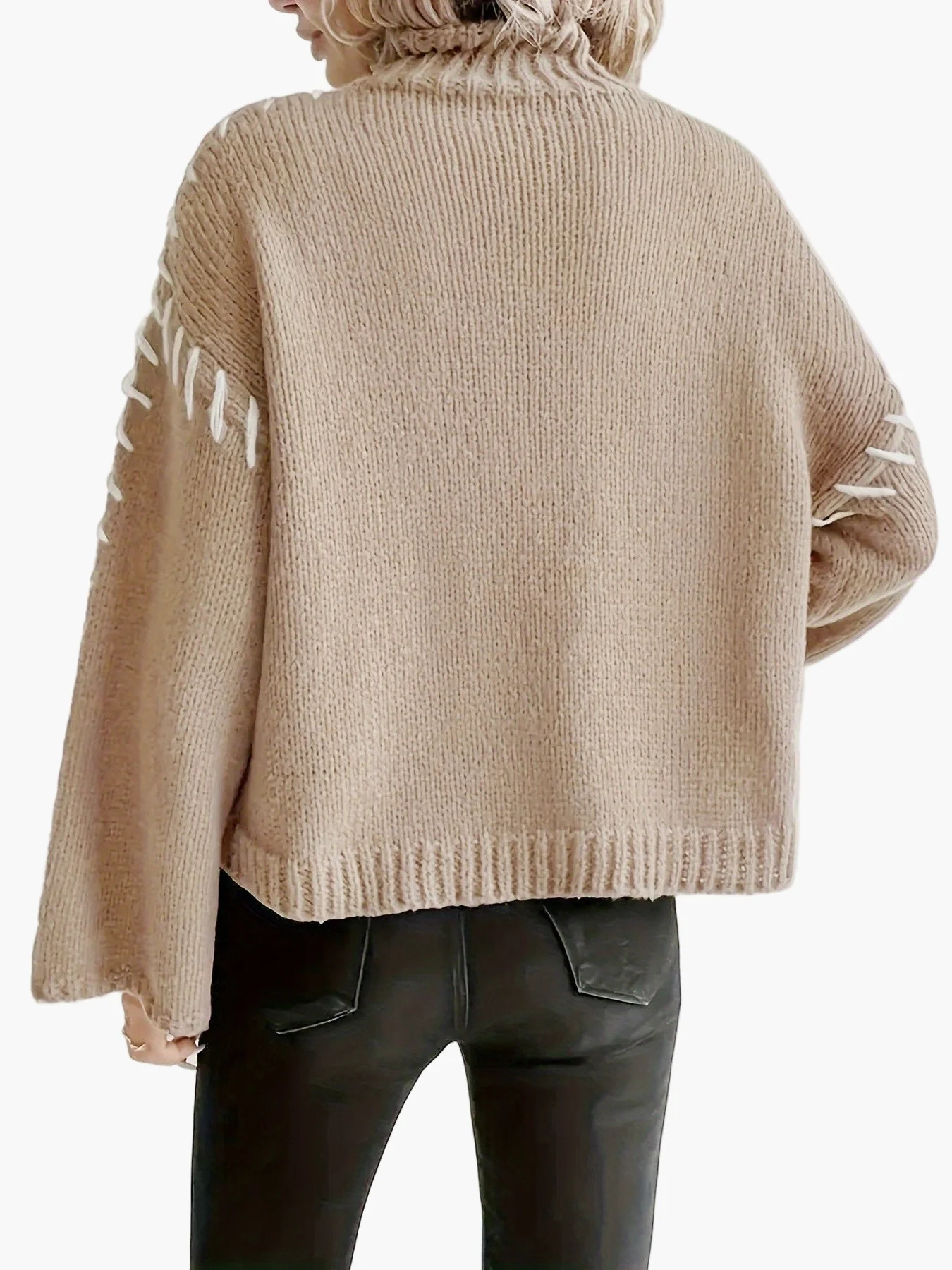 Pull Femme Élégant à Col Montant Style Décontracté Automne Hiver - Image 2