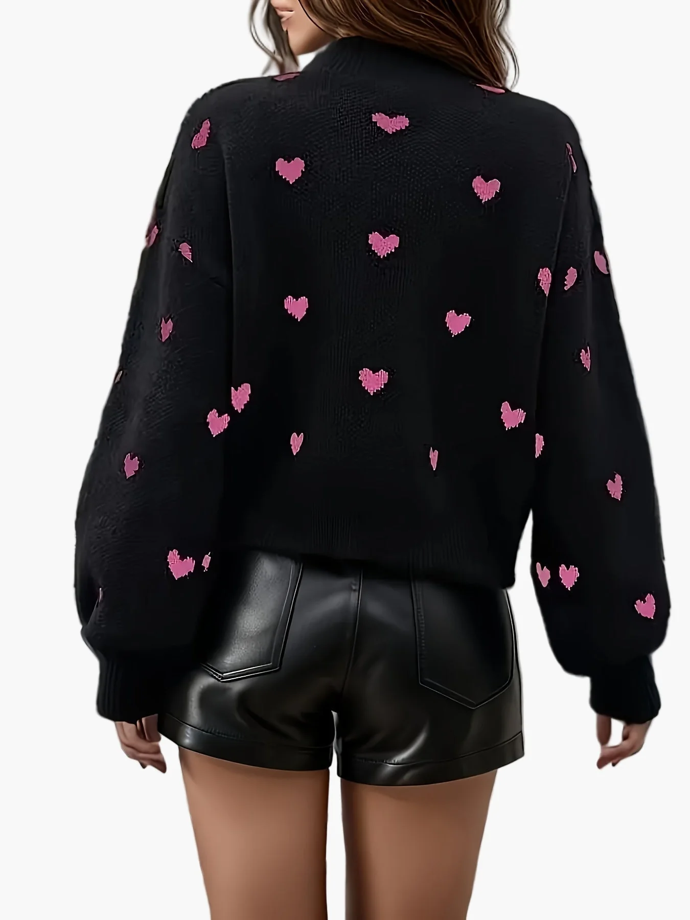Pull Femme Élégant Motif Cœur Style Décontracté pour Sorties et Quotidien - Image 2