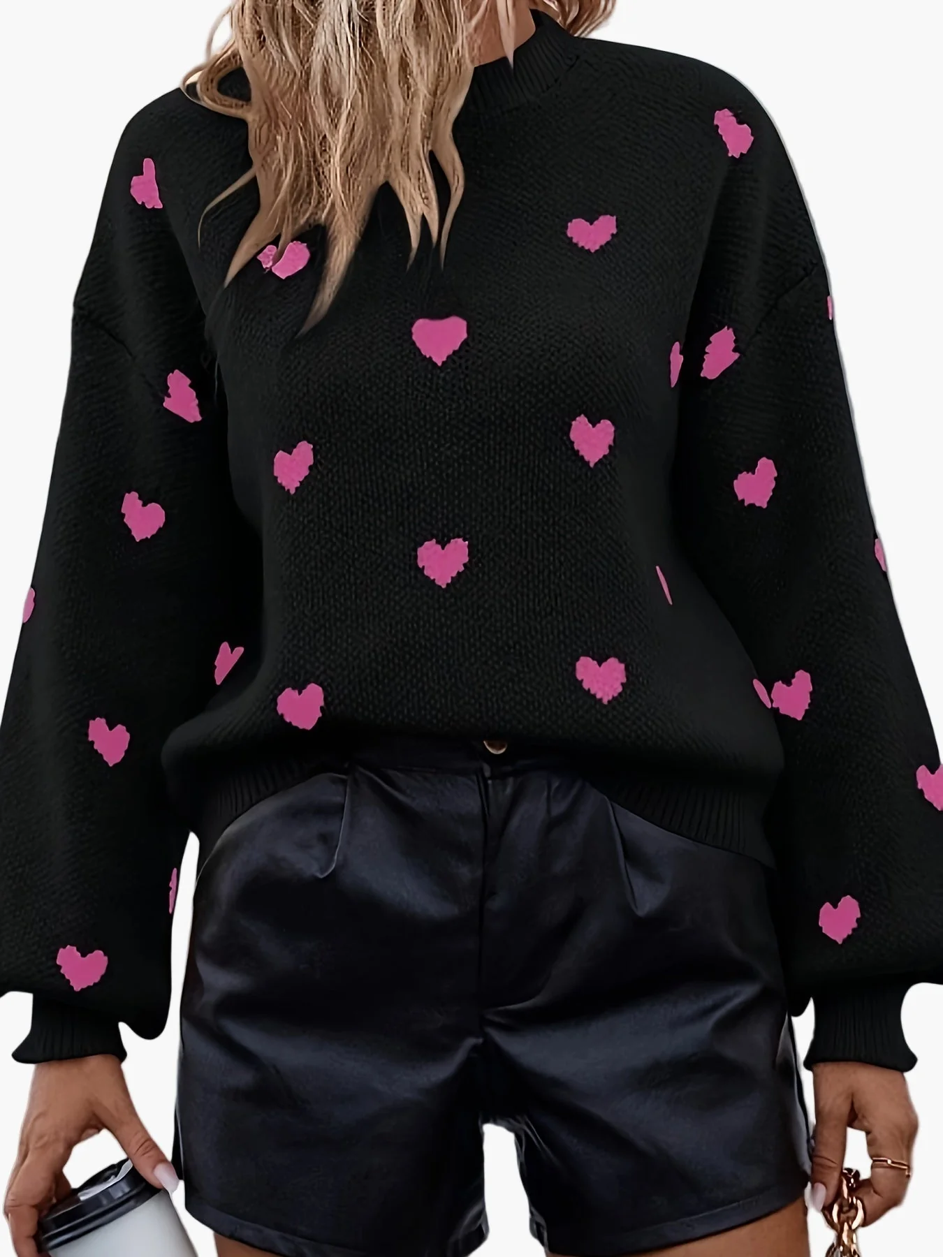 Pull Femme Élégant Motif Cœur Style Décontracté pour Sorties et Quotidien - Image 3