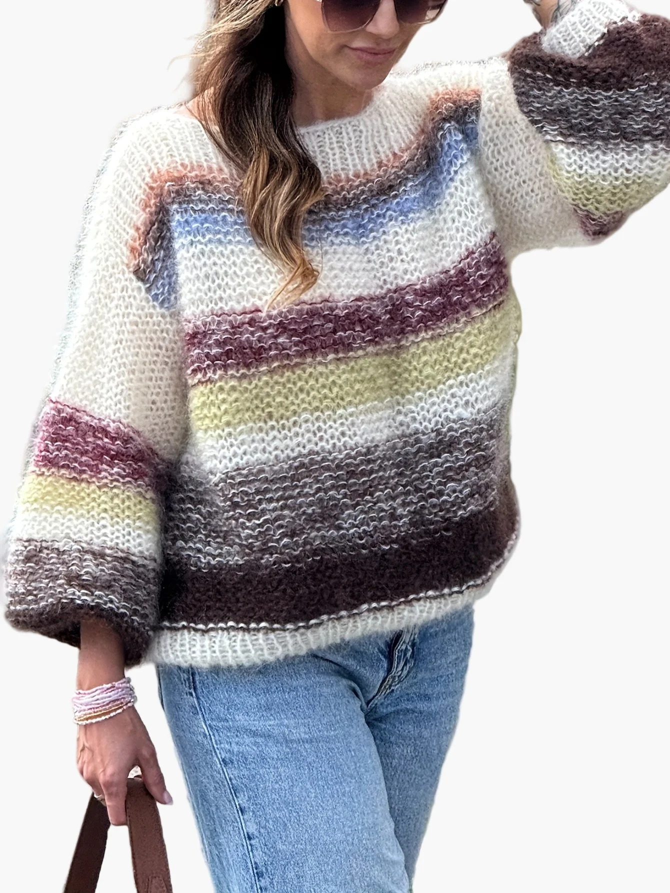 Pull femme élégant à rayures style décontracté pour automne/hiver - Image 5