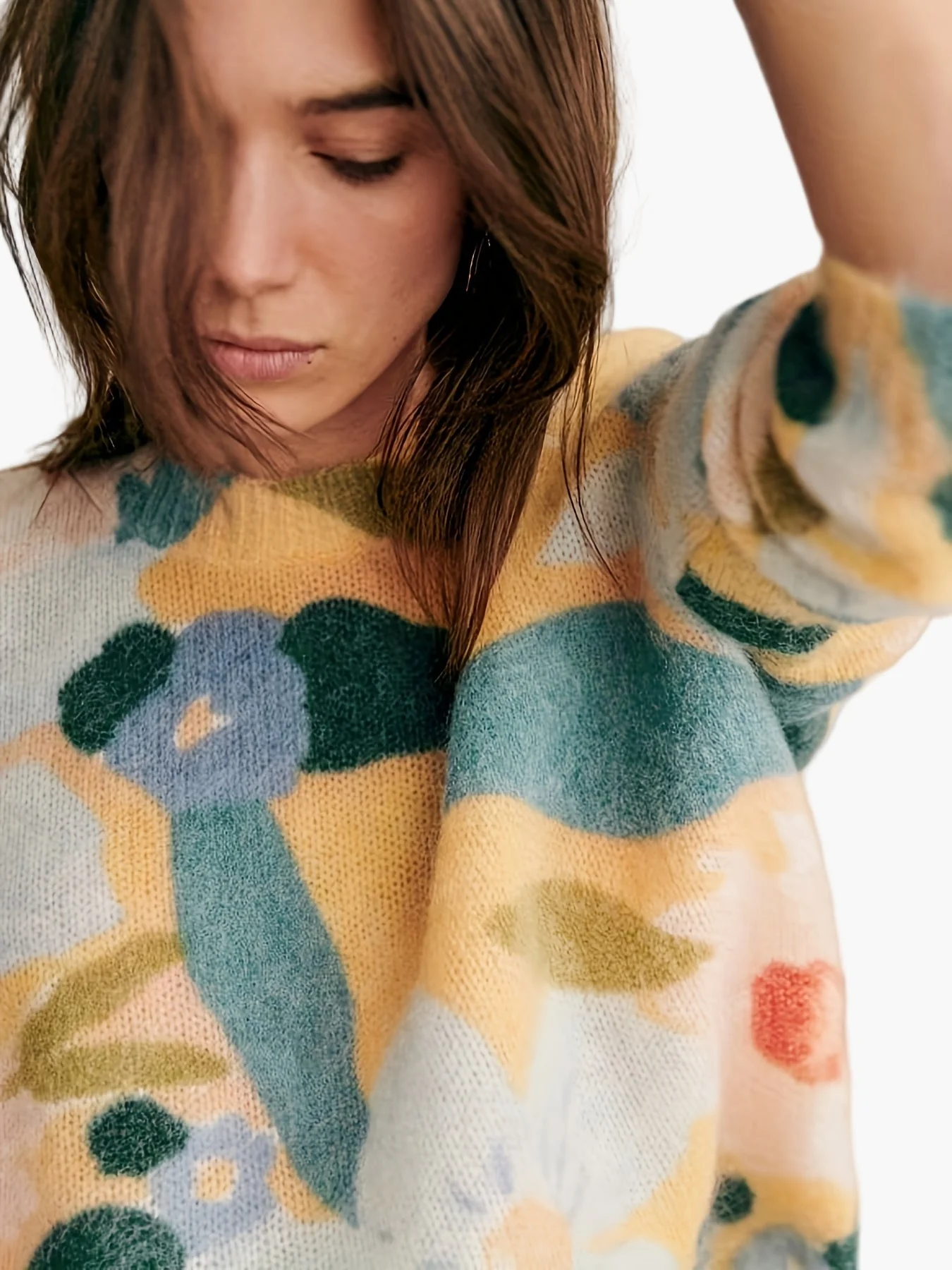 Pull femme élégant style artistique pour automne/hiver - motif floral abstrait, coupe moderne - Image 3