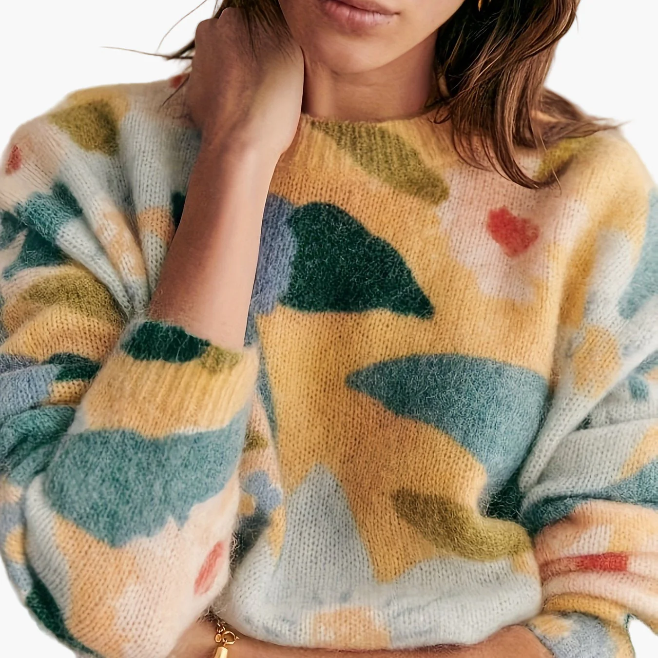 Pull femme élégant style artistique pour automne/hiver - motif floral abstrait, coupe moderne - Image 4