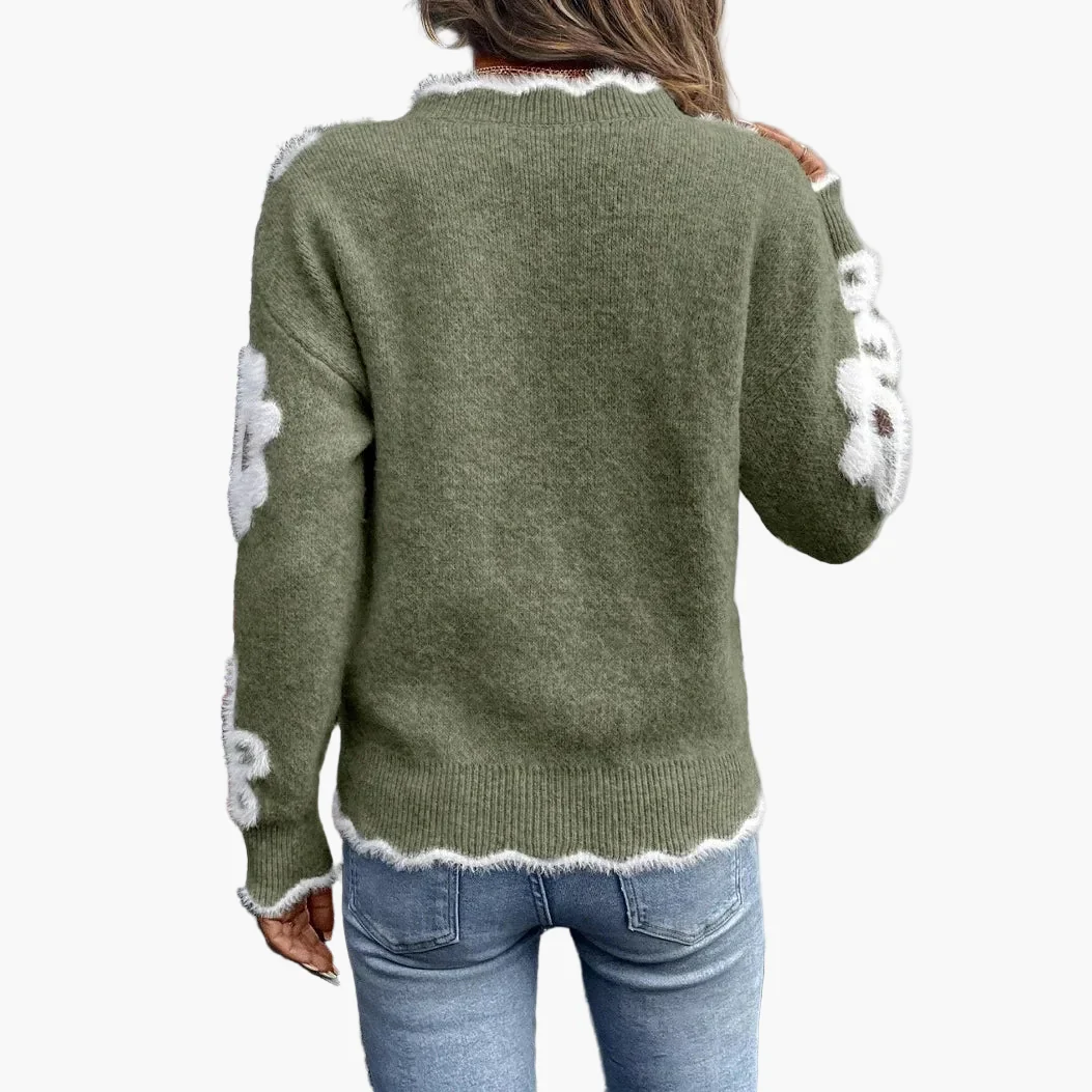 Pull femme à fleurs style décontracté pour le quotidien et les loisirs - Image 2