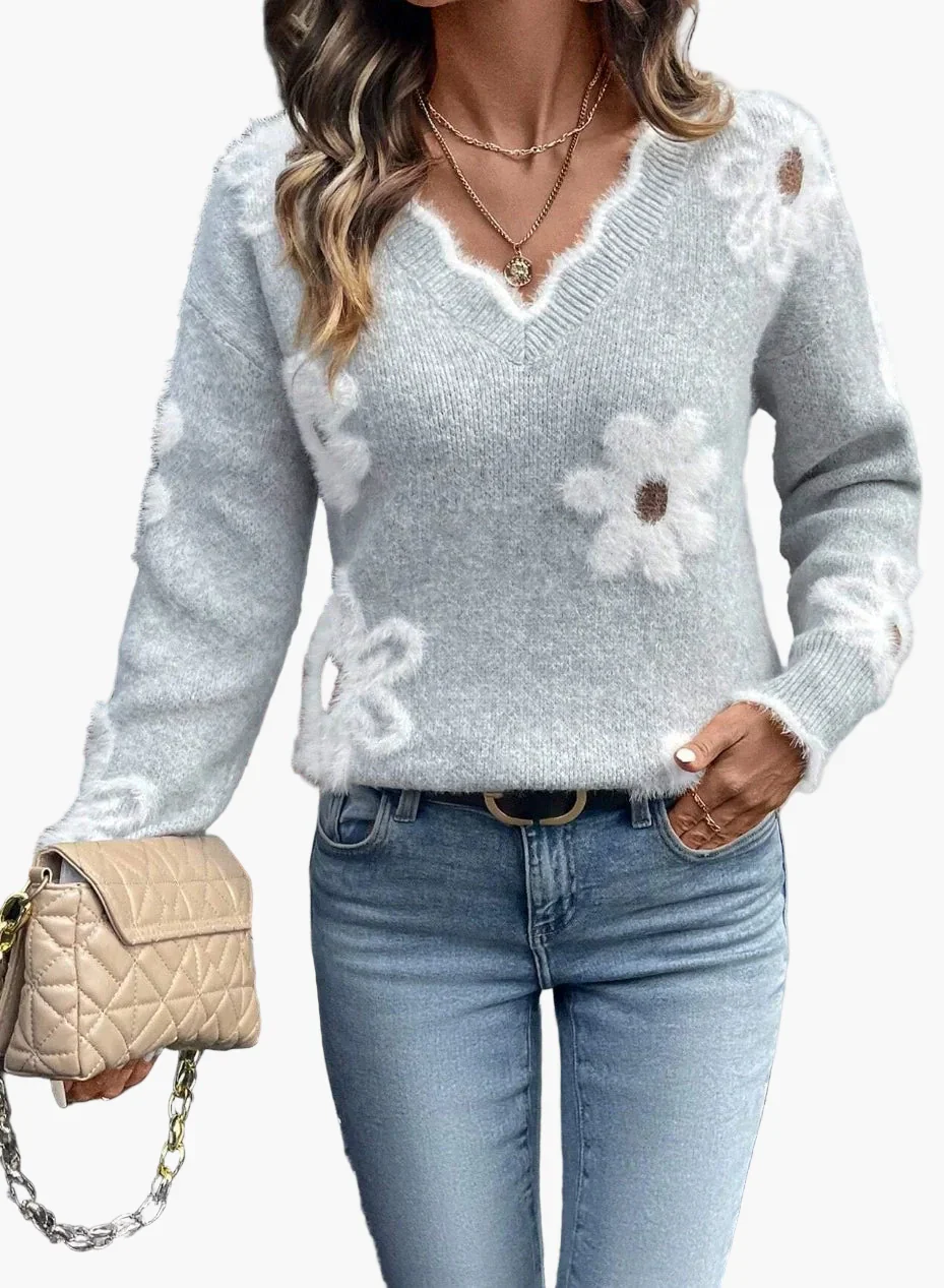 Pull femme à fleurs style décontracté pour le quotidien et les loisirs - Image 3