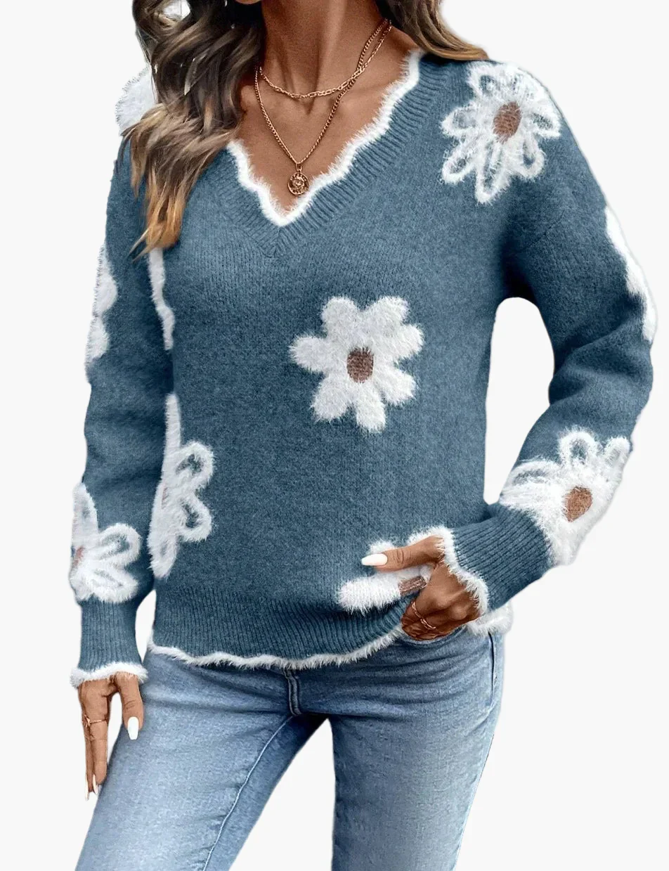 Pull femme à fleurs style décontracté pour le quotidien et les loisirs - Image 4