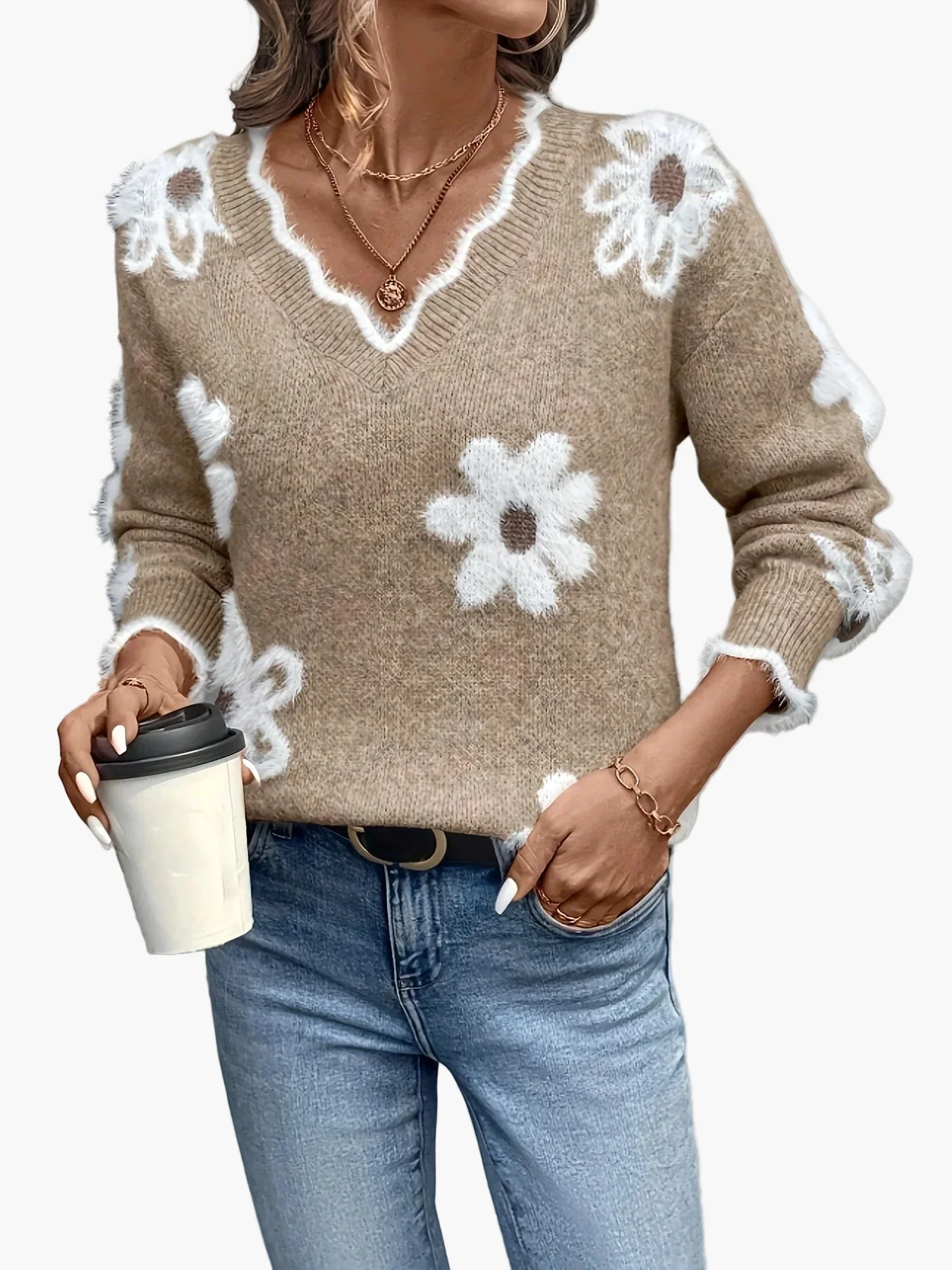 Pull femme à fleurs style décontracté pour le quotidien et les loisirs - Image 5