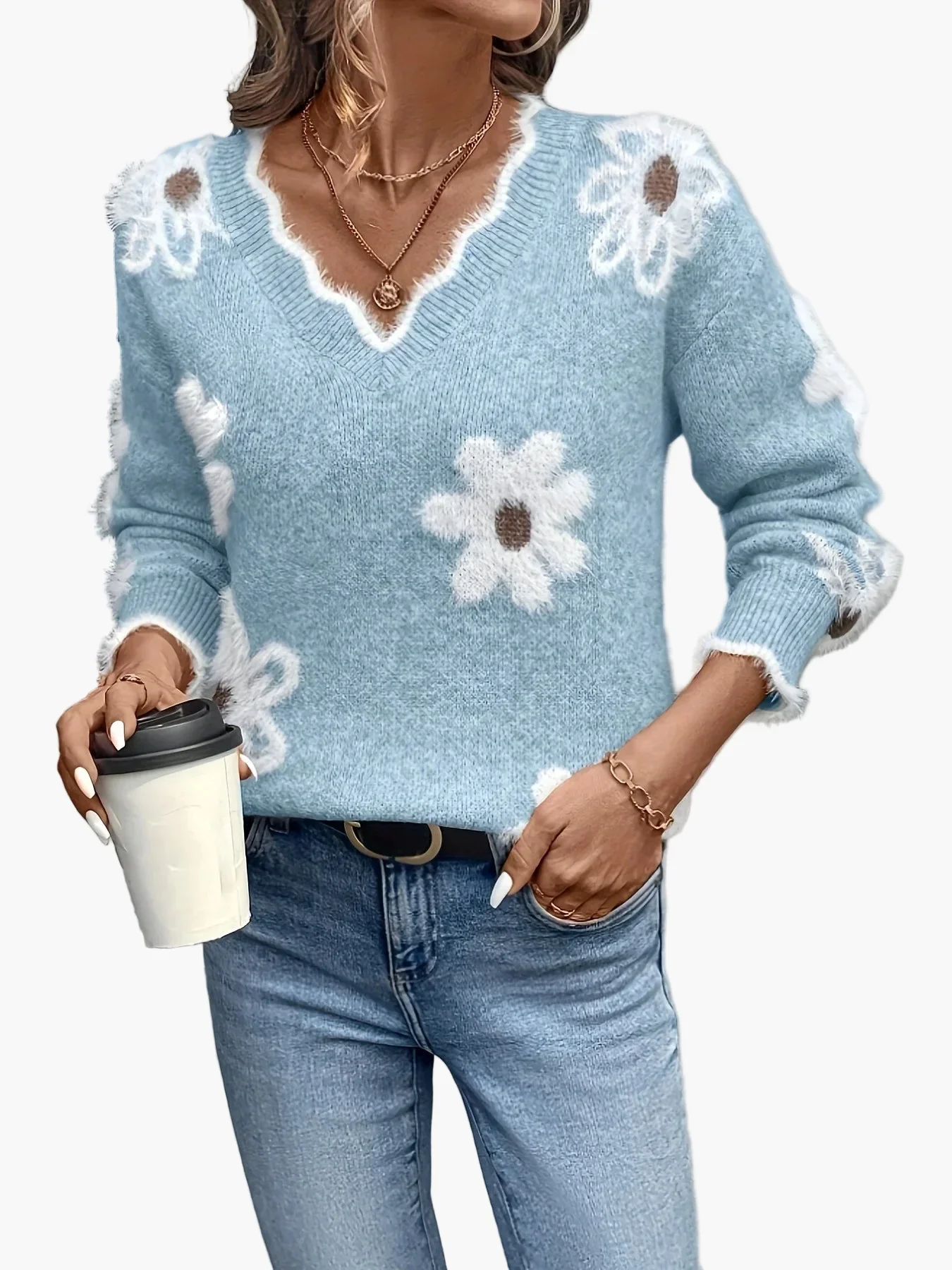 Pull femme à fleurs style décontracté pour le quotidien et les loisirs - Image 6
