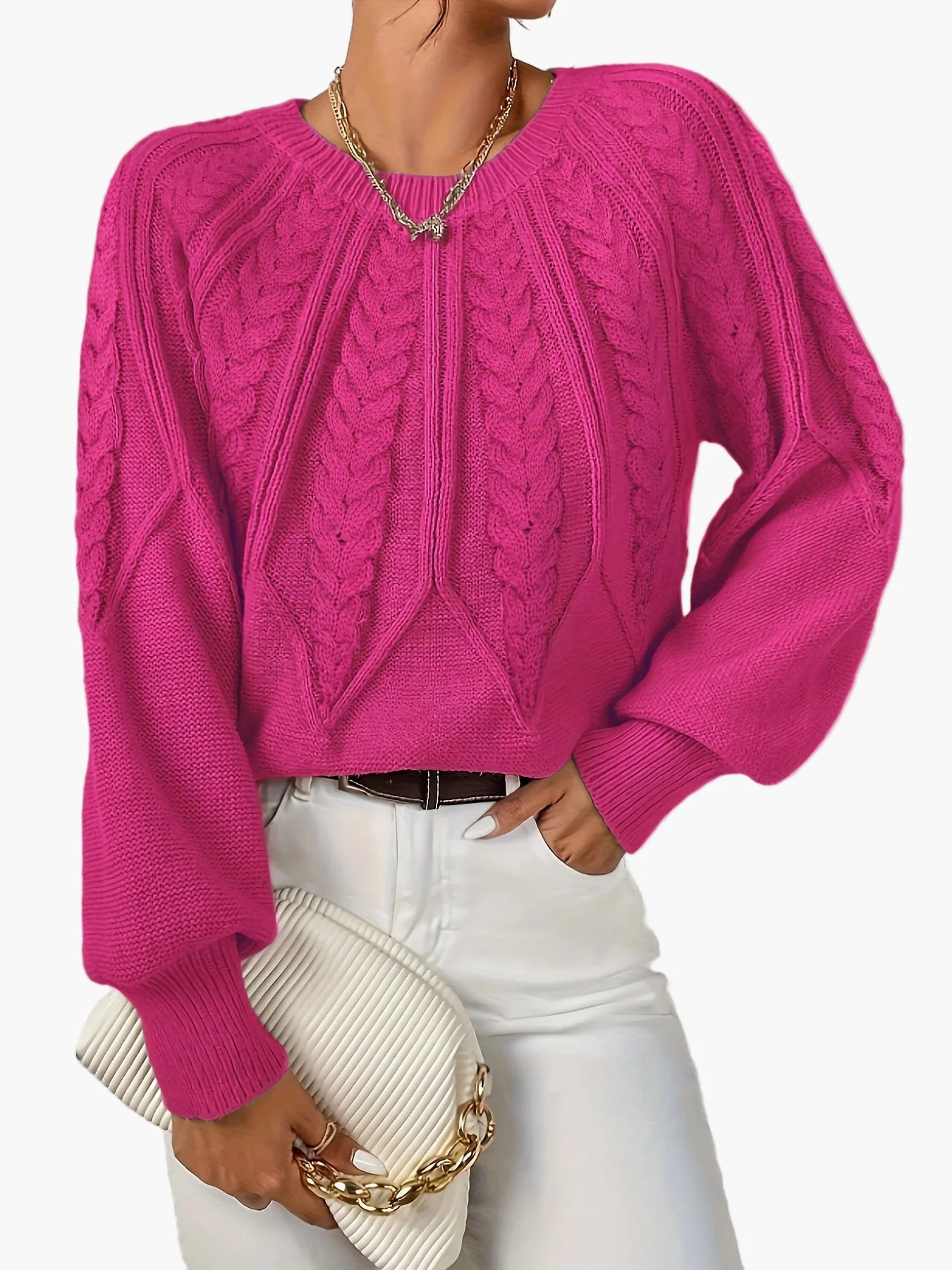 Pull Femme Style Décontracté Chic à Motif Torsadé pour Automne et Printemps - Image 2