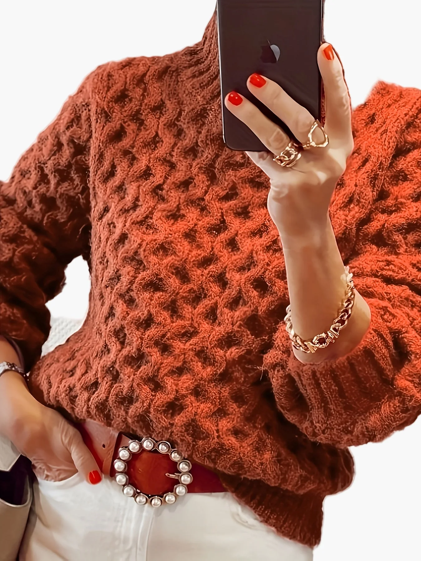 Pull femme style décontracté à col montant pour l'automne et l'hiver - Image 3