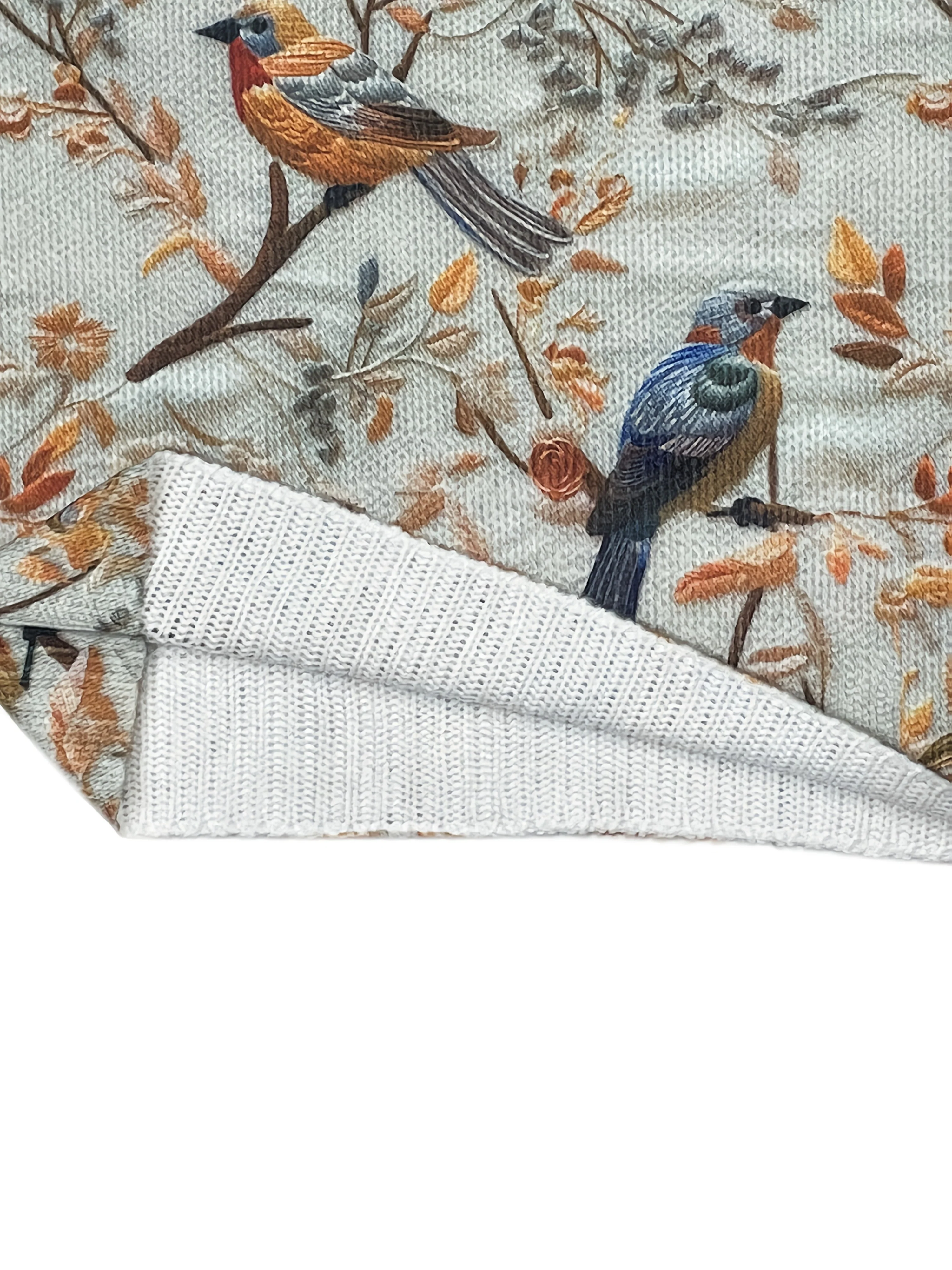 Pull Femme Style Élégant Imprimé Oiseaux Col Montant pour Automne Hiver - Image 3