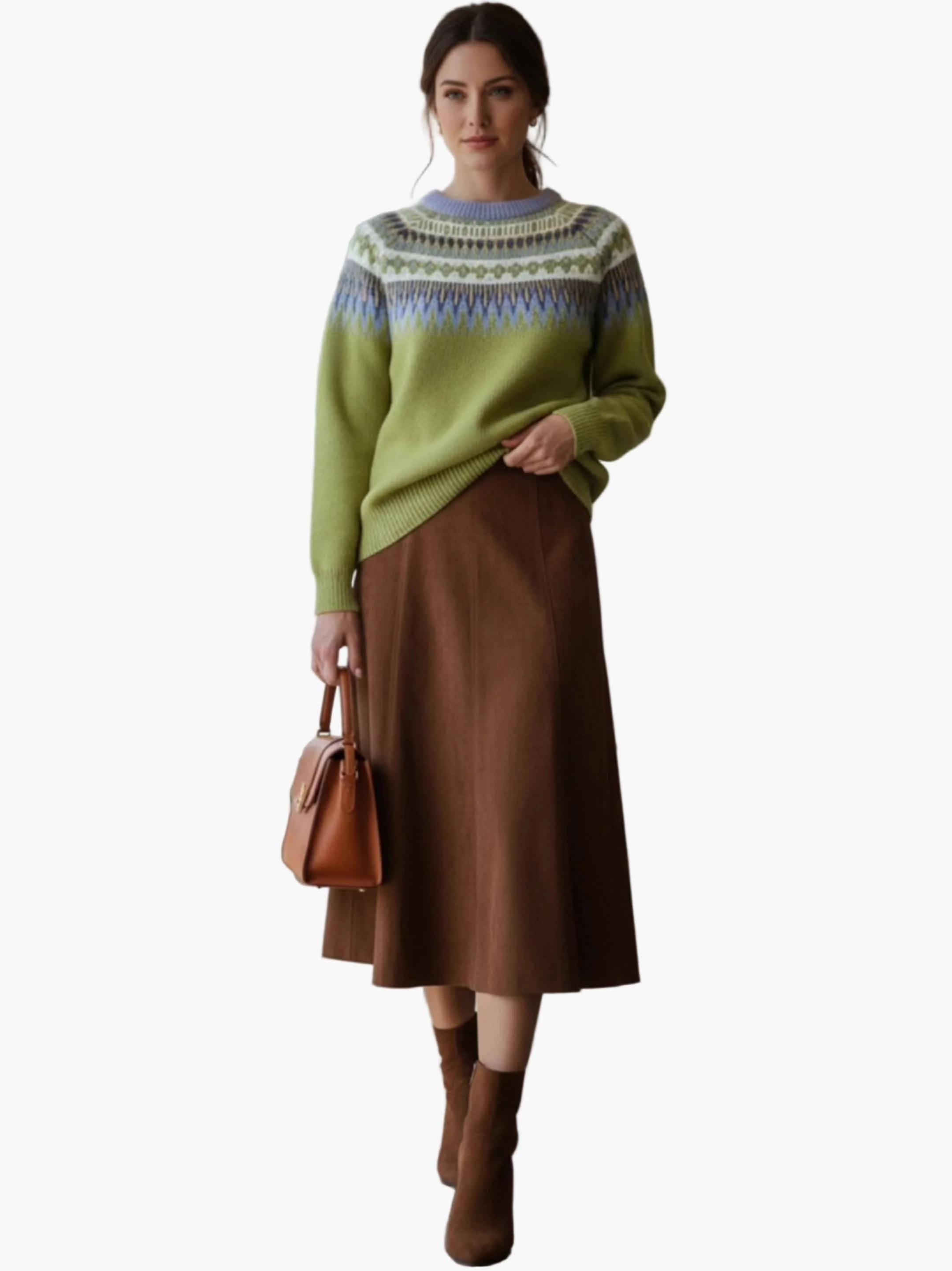 Pull Femme Style Nordic Chic Manches Longues Motif Géométrique pour Automne et Printemps - Image 3