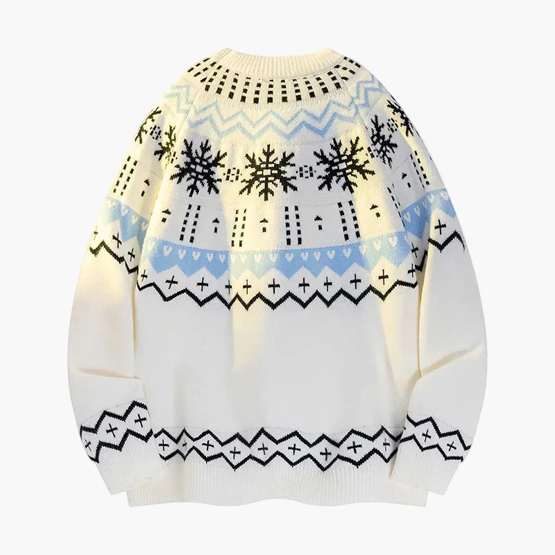 Pull d'hiver unisexe style nordique à motif flocon de neige, parfait pour l'automne et Noël - Image 2