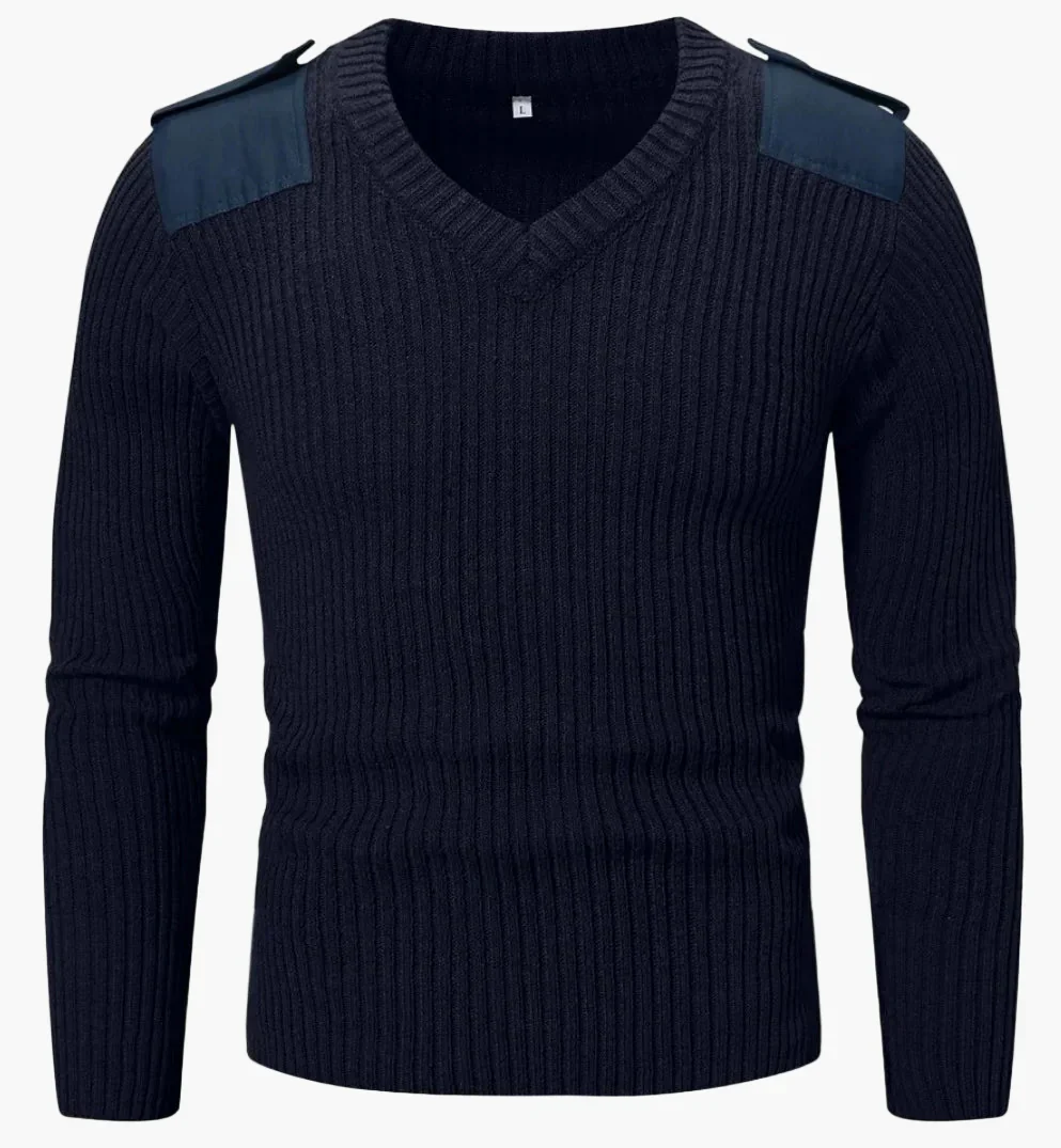 Pull militaire homme col en V style armée pour activités extérieures et loisirs - Image 3