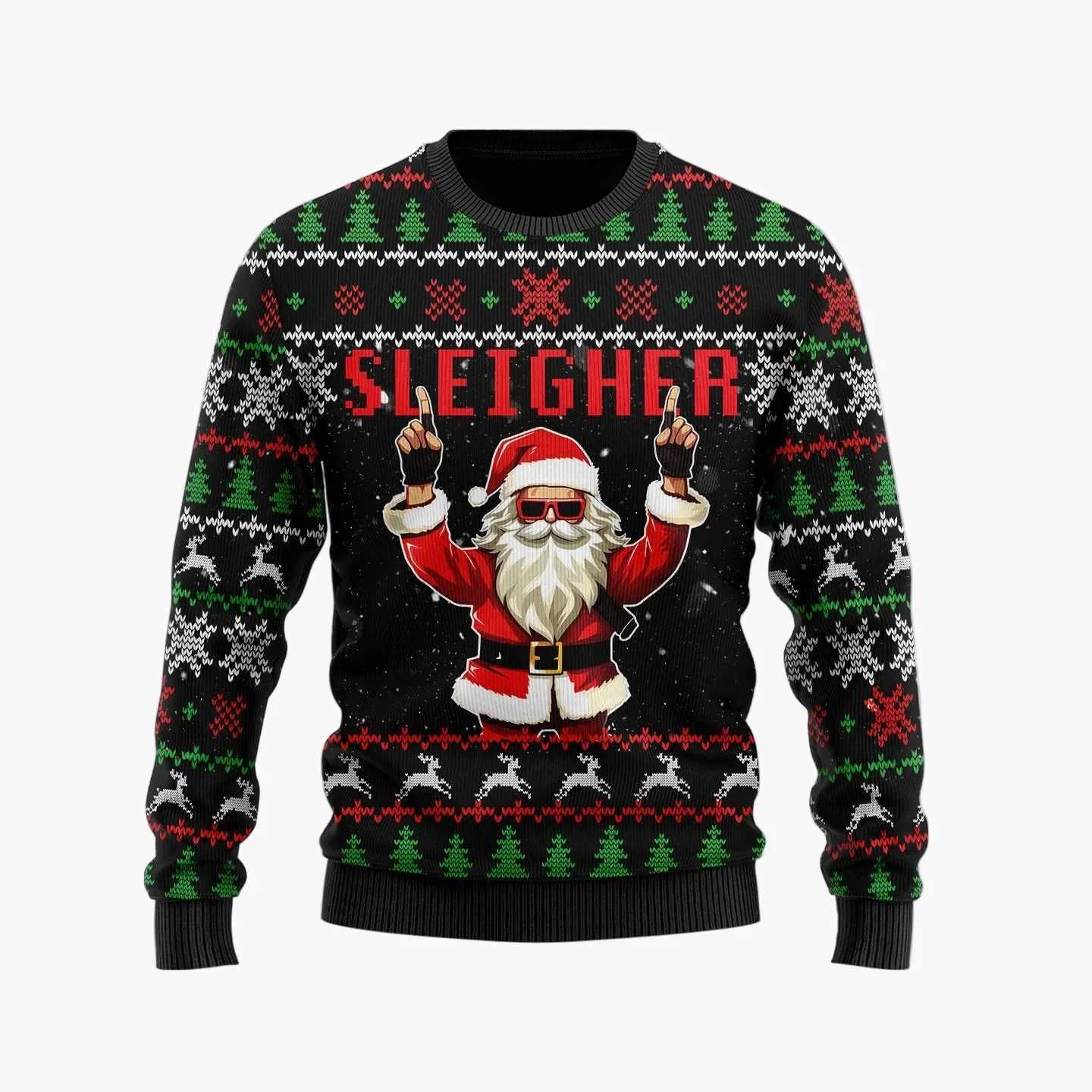 Pull de Noël drôle homme – Style rétro, motif Père Noël, idéal fêtes et soirées Ugly Christmas Sweater - Image 3