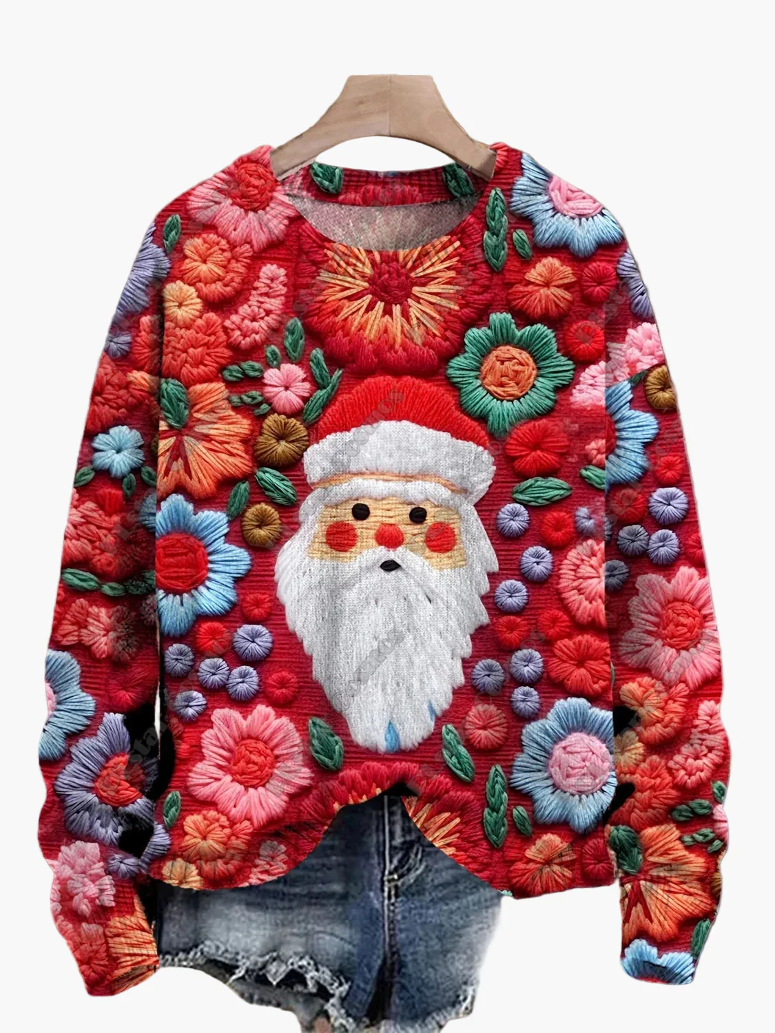 Pull de Noël fantaisie brodé pour femme, style décontracté, idéal pour les fêtes - Image 13