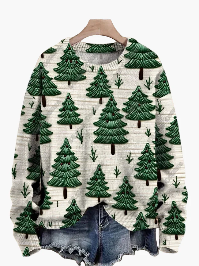 Pull de Noël fantaisie brodé pour femme, style décontracté, idéal pour les fêtes - Image 3