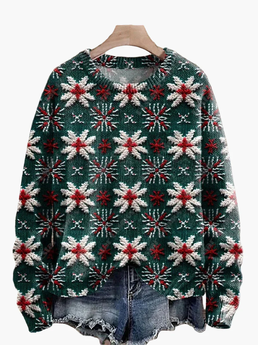 Pull de Noël fantaisie brodé pour femme, style décontracté, idéal pour les fêtes - Image 5