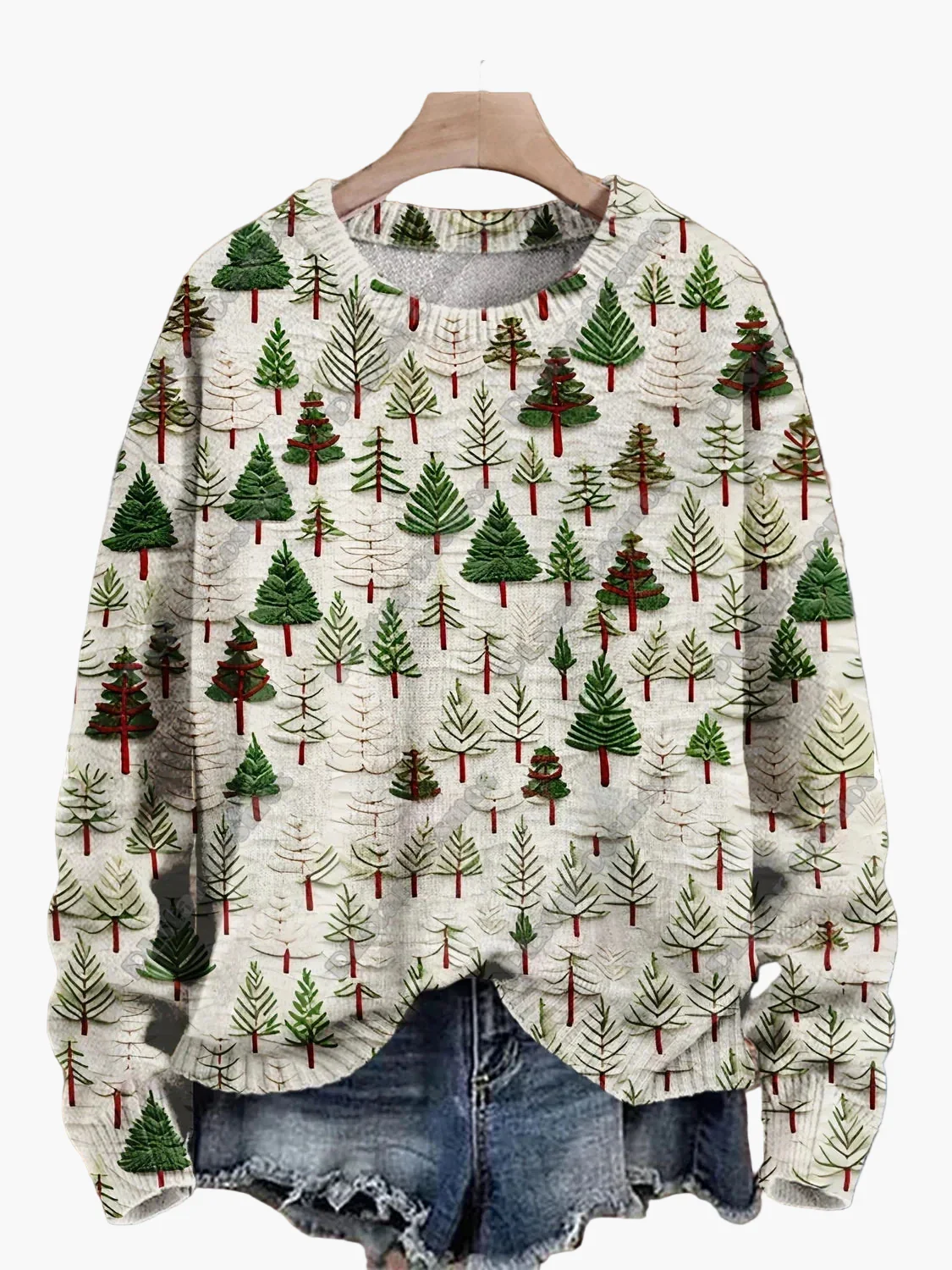 Pull de Noël fantaisie brodé pour femme, style décontracté, idéal pour les fêtes - Image 7