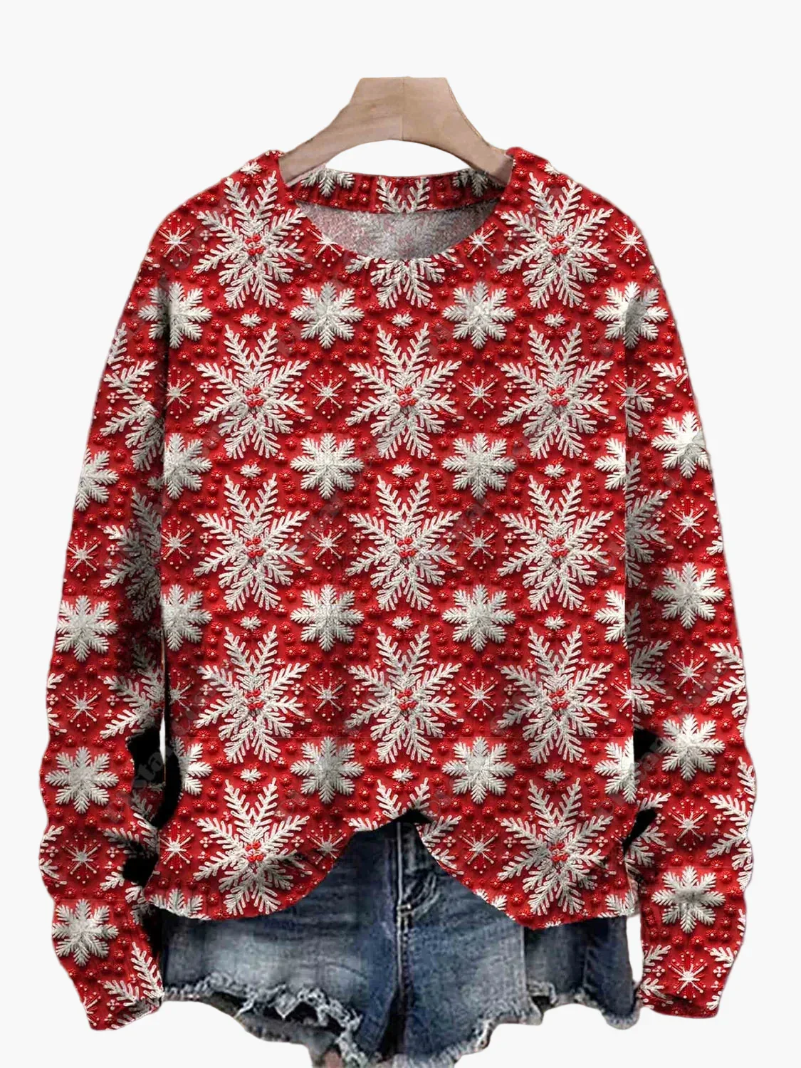 Pull de Noël fantaisie brodé pour femme, style décontracté, idéal pour les fêtes - Image 8