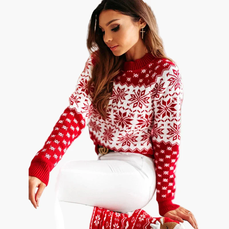 Pull de Noël Femme Motif Scandinave Idéal pour l'Hiver et les Fêtes - Image 2