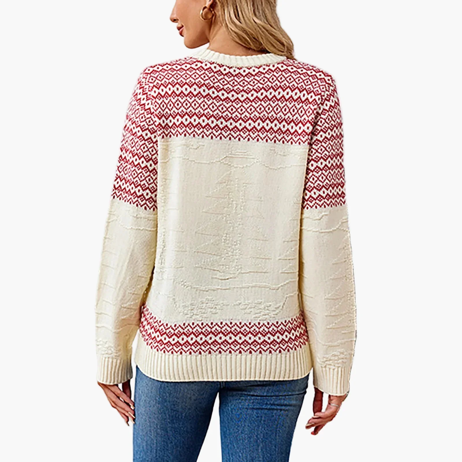 Pull de Noël Femme Motifs Scandinaves à Manches Longues Style Festif pour Hiver et Fêtes - Image 6