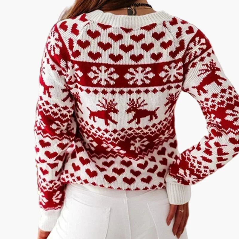 Pull de Noël femme style nordique à motifs rennes et flocons – Idéal pour l'hiver et les fêtes - Image 5