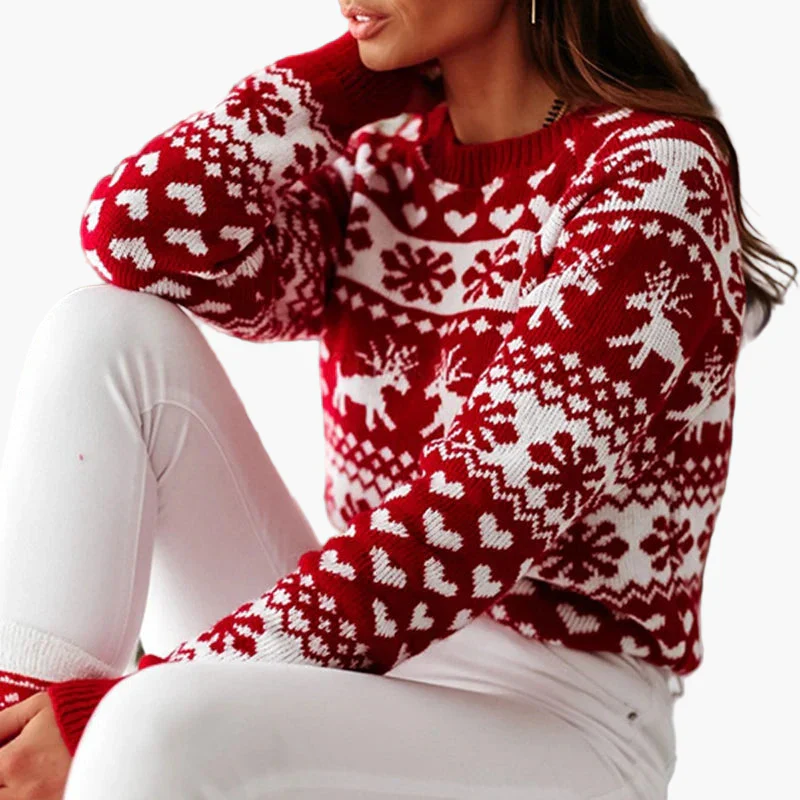 Pull de Noël femme style nordique à motifs rennes et flocons – Idéal pour l'hiver et les fêtes - Image 7