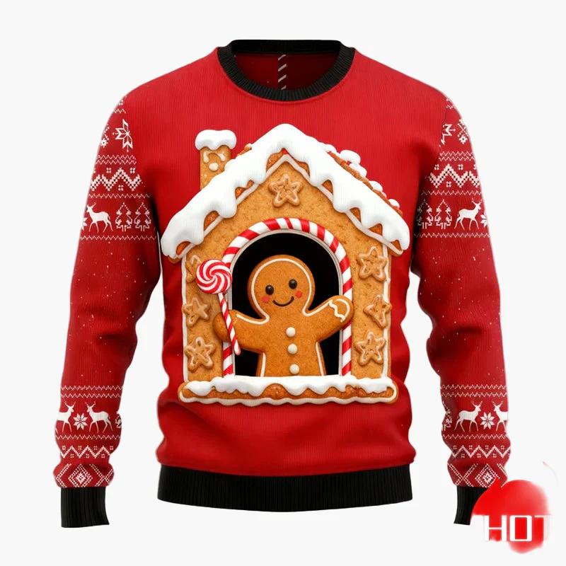 Pull de Noël homme style fun avec motifs pain d'épices et décorations festives pour fêtes - Image 10