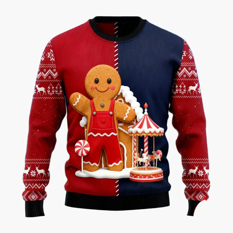 Pull de Noël homme style fun avec motifs pain d'épices et décorations festives pour fêtes - Image 2