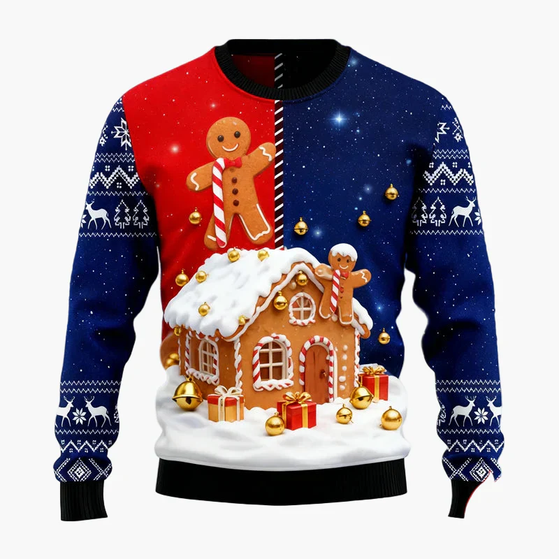 Pull de Noël homme style fun avec motifs pain d'épices et décorations festives pour fêtes - Image 3