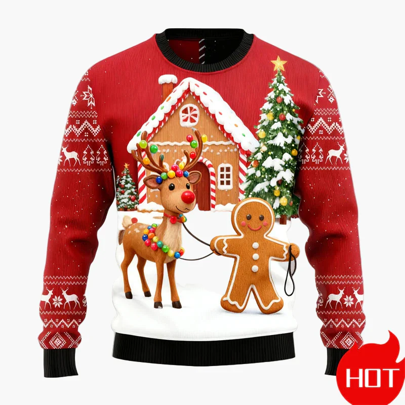 Pull de Noël homme style fun avec motifs pain d'épices et décorations festives pour fêtes - Image 5