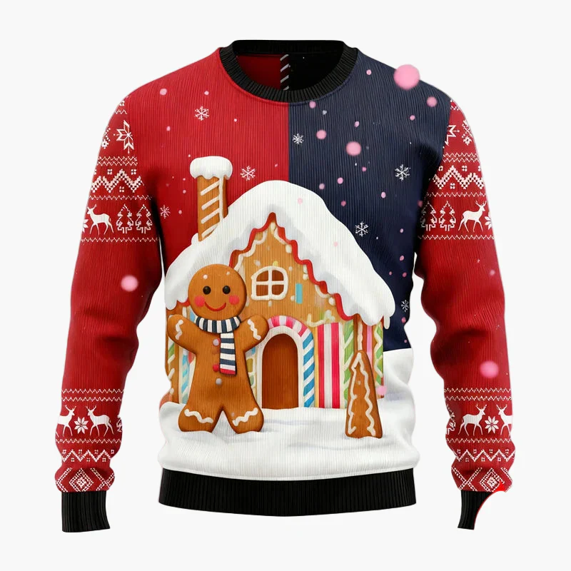 Pull de Noël homme style fun avec motifs pain d'épices et décorations festives pour fêtes - Image 6