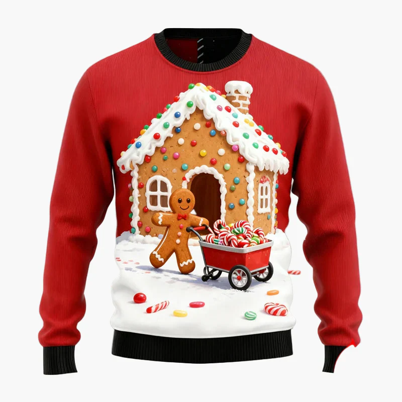 Pull de Noël homme style fun avec motifs pain d'épices et décorations festives pour fêtes - Image 7
