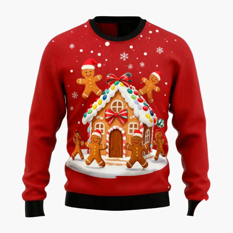 Pull de Noël homme style fun avec motifs pain d'épices et décorations festives pour fêtes - Image 8