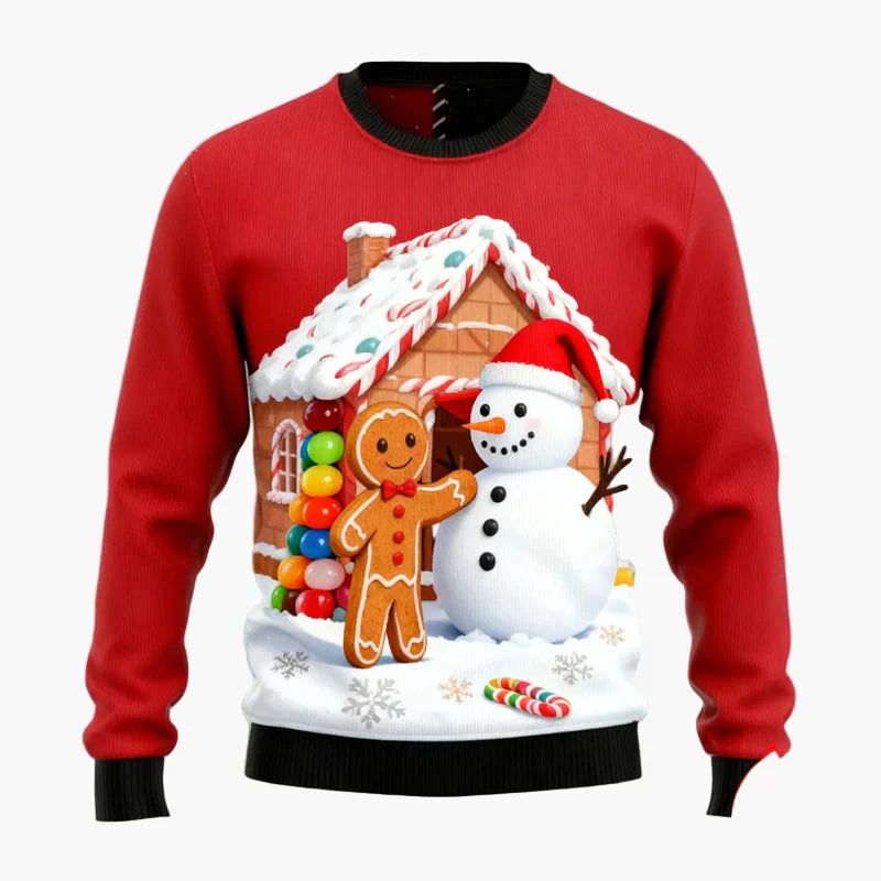 Pull de Noël homme style fun avec motifs pain d'épices et décorations festives pour fêtes - Image 9