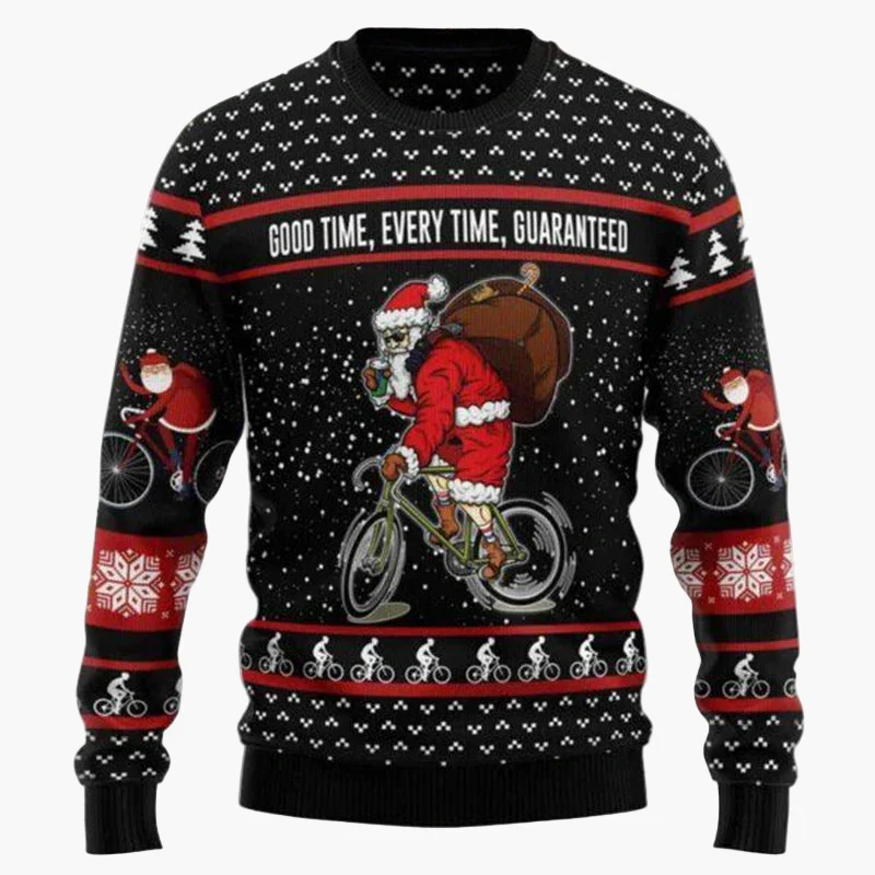 Pull de Noël homme style motard biker – Sweat-shirt festif humour Santa moto - Image 5