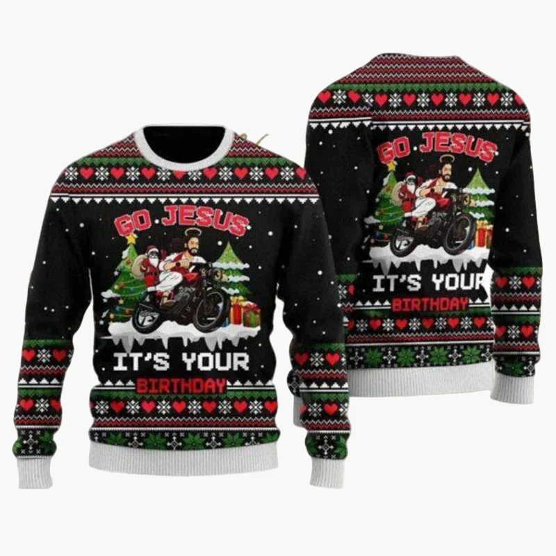 Pull de Noël homme style motard biker – Sweat-shirt festif humour Santa moto - Image 8