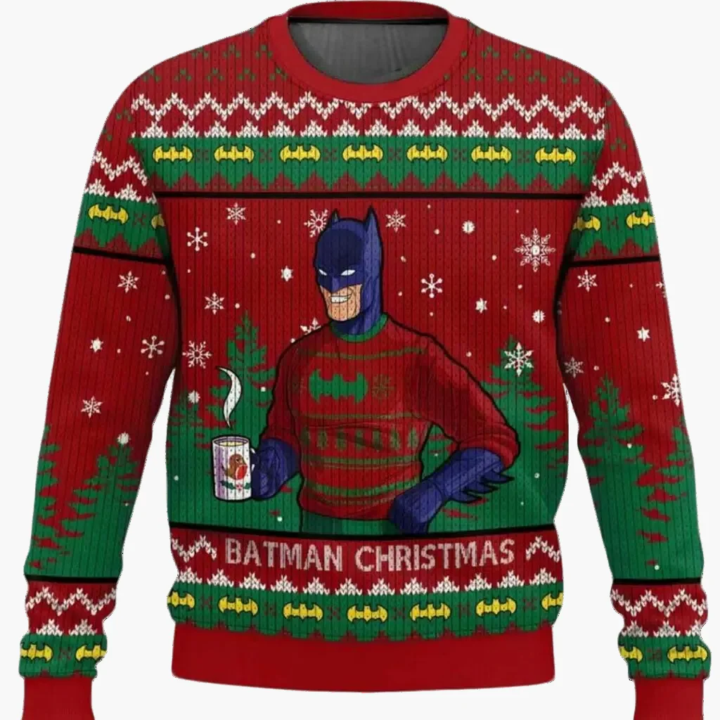 Pull de Noël homme style rétro Batman, sweat-shirt humoristique pour fêtes et cadeaux geek - Image 2