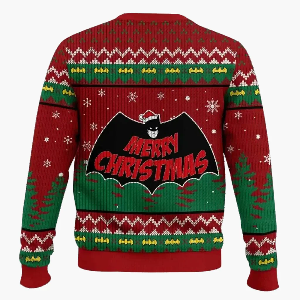Pull de Noël homme style rétro Batman, sweat-shirt humoristique pour fêtes et cadeaux geek - Image 3
