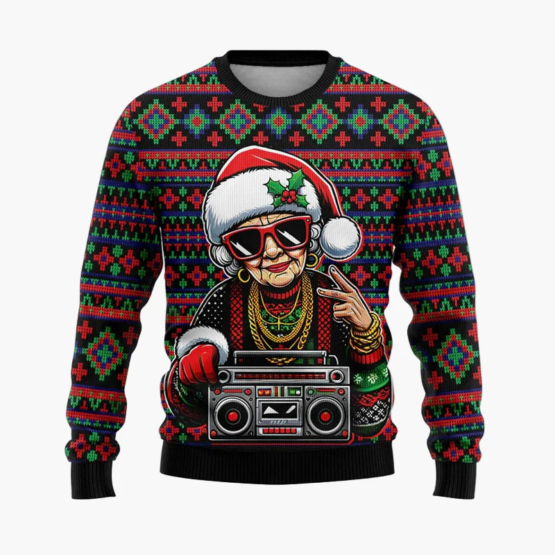 Pull de Noël homme style urbain festif avec Père Noël hip-hop – Idéal pour soirées et fêtes - Image 11