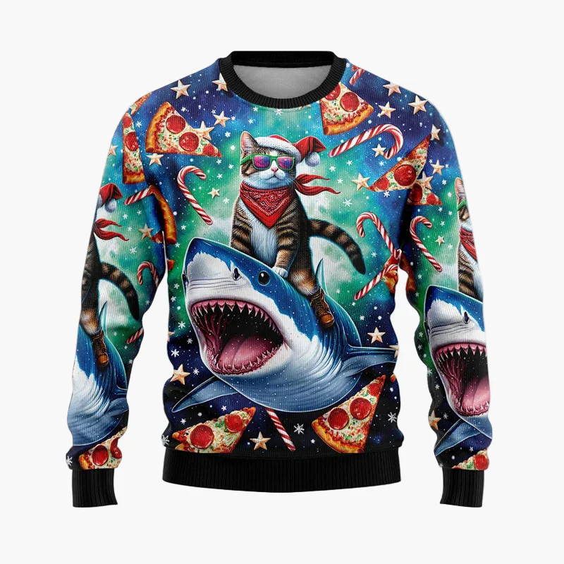 Pull de Noël homme style urbain festif avec Père Noël hip-hop – Idéal pour soirées et fêtes - Image 4