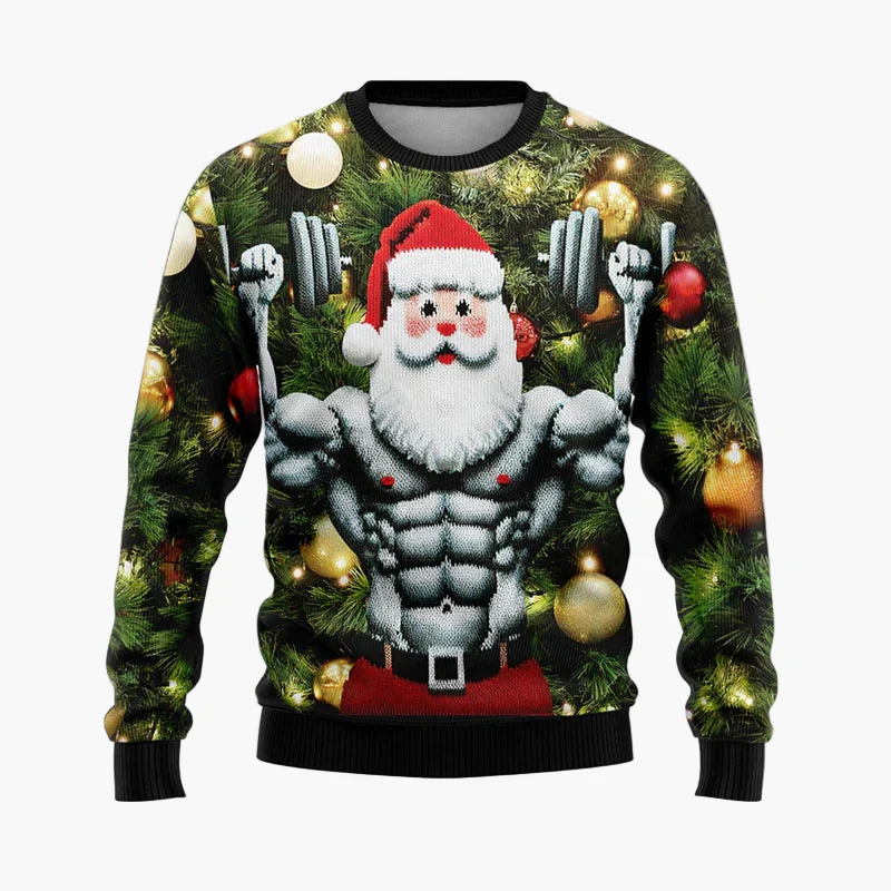 Pull de Noël homme style urbain festif avec Père Noël hip-hop – Idéal pour soirées et fêtes - Image 5