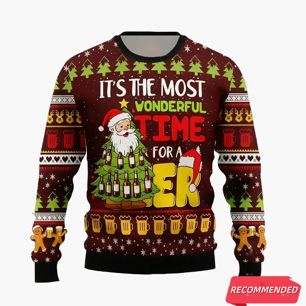 Pull de Noël homme style ugly sweater pour amateurs de bière – Humour festif, idéal fêtes et cadeaux - Image 2