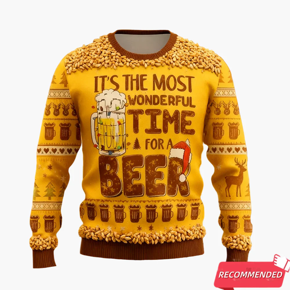 Pull de Noël homme style ugly sweater pour amateurs de bière – Humour festif, idéal fêtes et cadeaux - Image 4