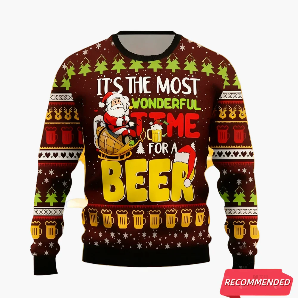 Pull de Noël homme style ugly sweater pour amateurs de bière – Humour festif, idéal fêtes et cadeaux - Image 5