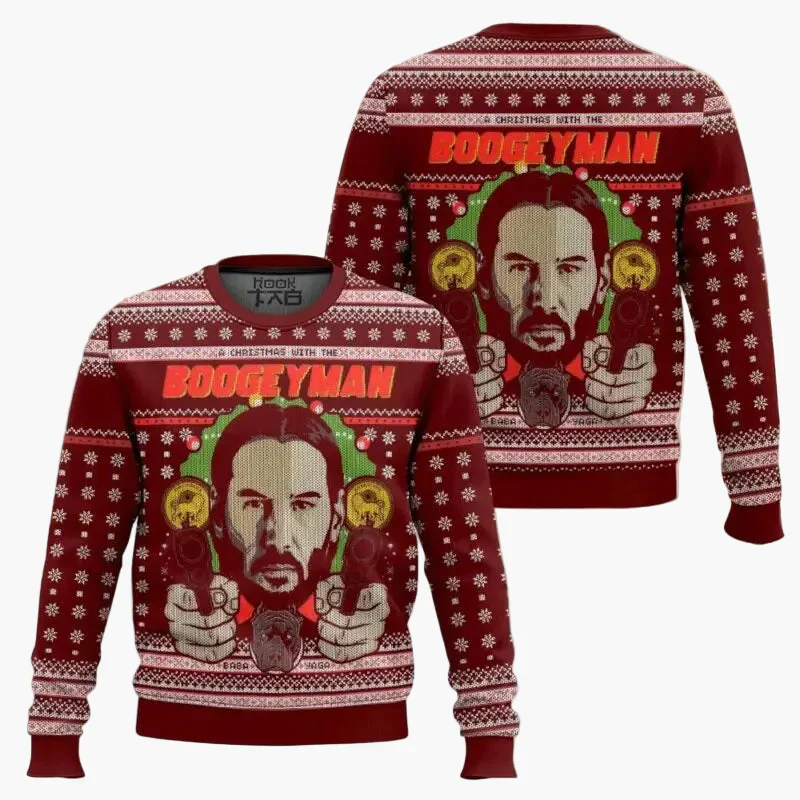 Pull de Noël homme style "Wick-Mas" drôle et original pour fans de cinéma – Sweatshirt festif à motif - Image 4