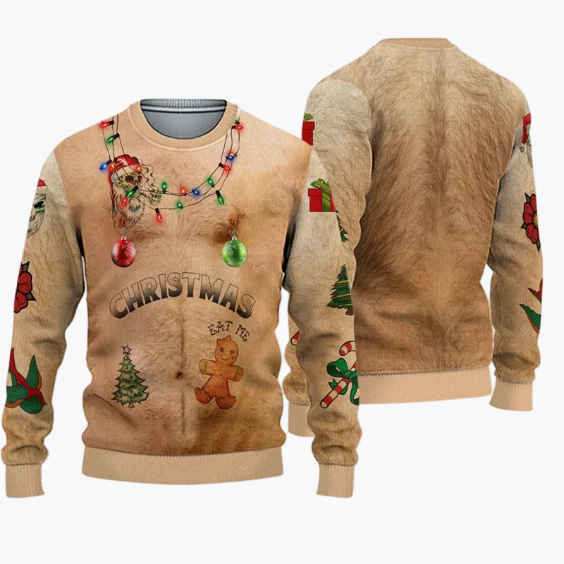 Pull de Noël humoristique homme – Style Ugly Christmas Sweater "Christmas Bros" avec Père Noël et Jésus - Image 7