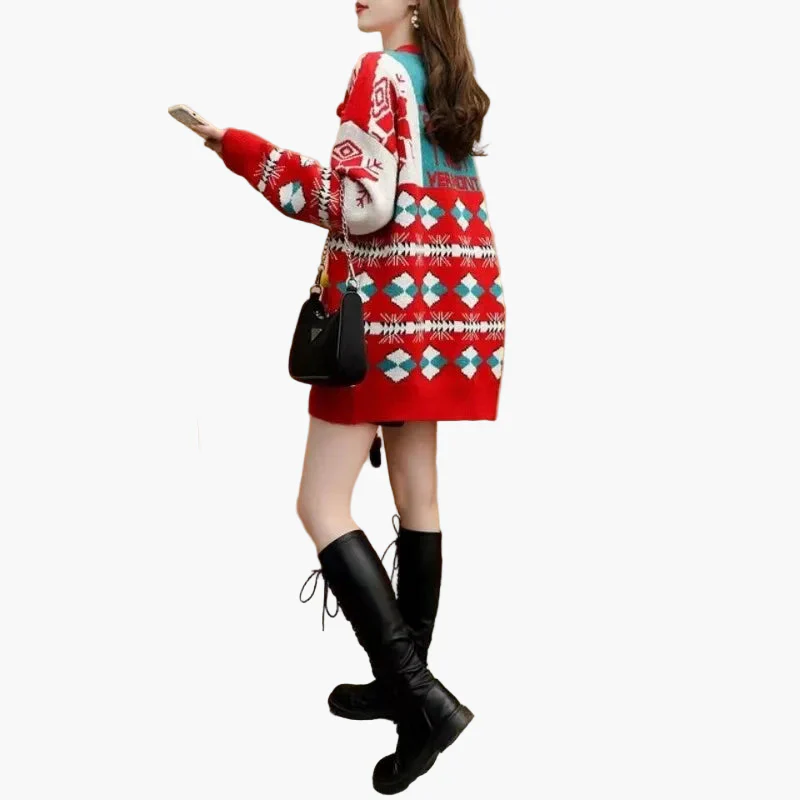 Pull de Noël original pour femme - Style ample, décor festif, idéal pour les fêtes - Image 5