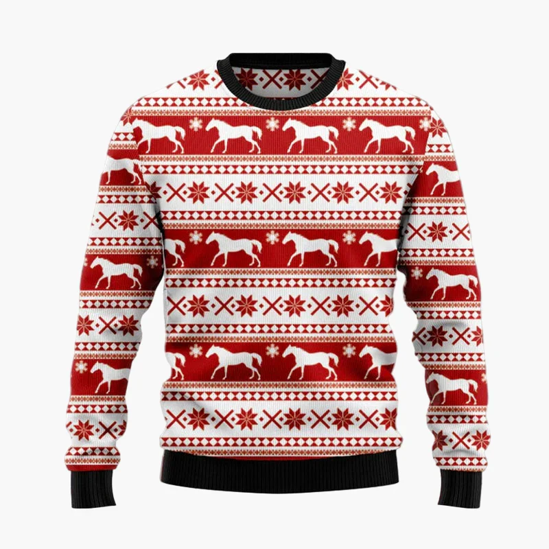 Pull de Noël original homme – Sweat à motif cheval humoristique, style fête et hiver - Image 2